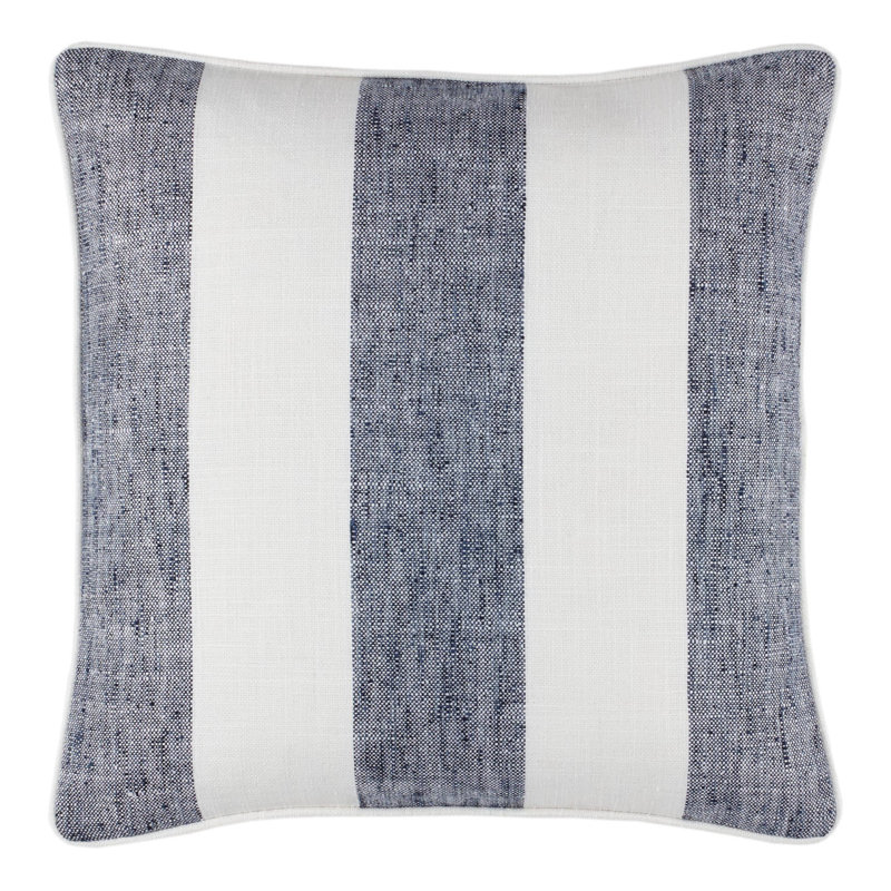 Housse de coussin décoratif intérieur / extérieur Awning, Carré 20 po, Bleu rayé