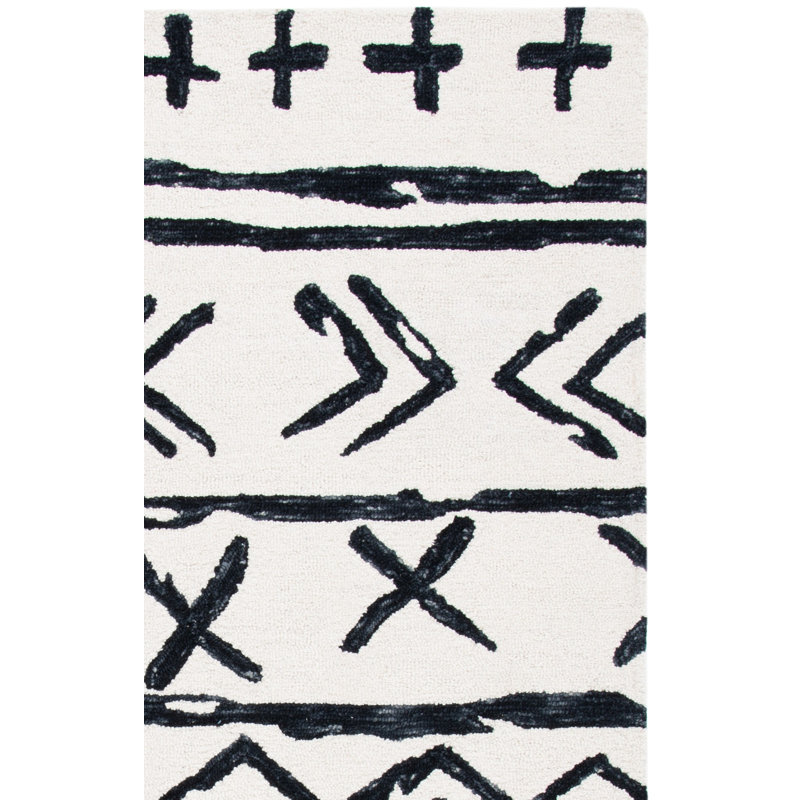 Tapis en laine et coton touffeté à la main Gober avec latex Southwestern, Tapis de couloir 2 pi 3 po x 9 pi