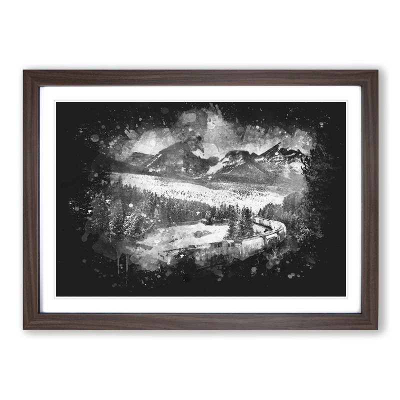 Train Through Canada - Single Picture Frame Print on MDF, Walnut Framed, 33cm H x 45cm W x 2cm D