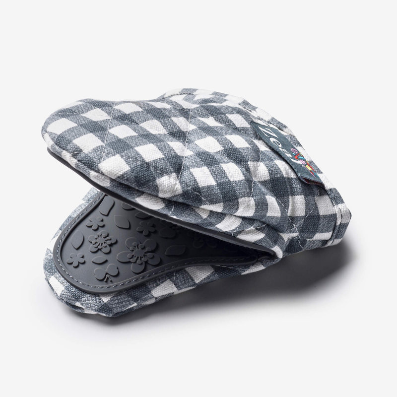 Zeal Gingham Cotton Potholder, Dark Grey