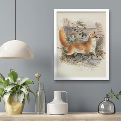 «Countryside Farmhouse Forest Fox», reproduction d'art sur toile, paysage naturel pour salon, encadrée sur papier