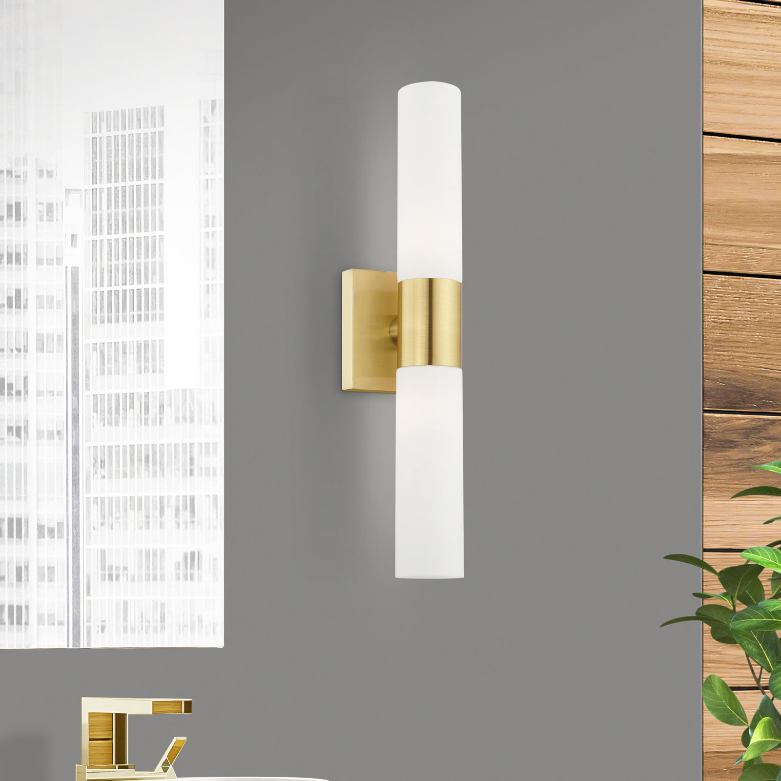 Cailum 2-Light Dimmable Vanity Light, Satin Brass
