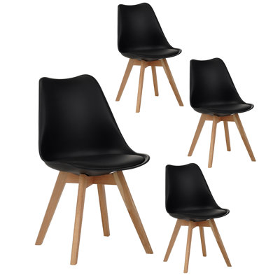Ensemble de quatre chaises de salle à manger de style moderne et médiéval pour la cuisine et la salle à manger, avec pieds en bois