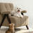 Wide Upholstered Boucle Armchair With Solid Wood Legs-588928093