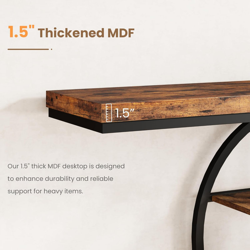 55" Entryway Table, 5-Tier Console Tables for Entryway, Industrial Narrow Sofa Tables with Storage for Living Room, Long Entry Hallway Couch Entrance Table with o-Shaped Metal Frame