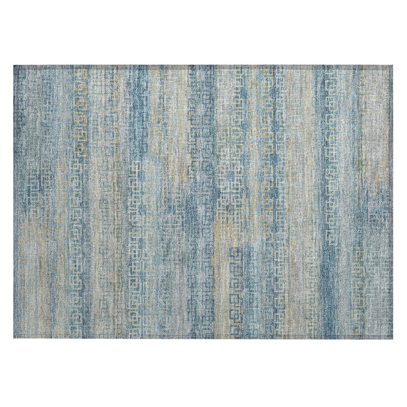 Machine Washable Indoor/Outdoor Xhevrie Teal Rug, Rectangle 1'8" x 2'6"