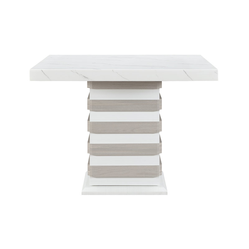 Table de bar en bois massif et panneau de fibres à densité moyenne blanc l 48 po x P 48 po, Blanc