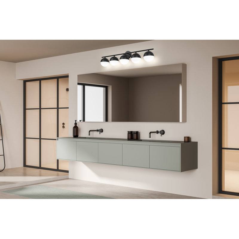 Ensemble de meuble-lavabo 5 lumières Realte Sphere, Noir mat