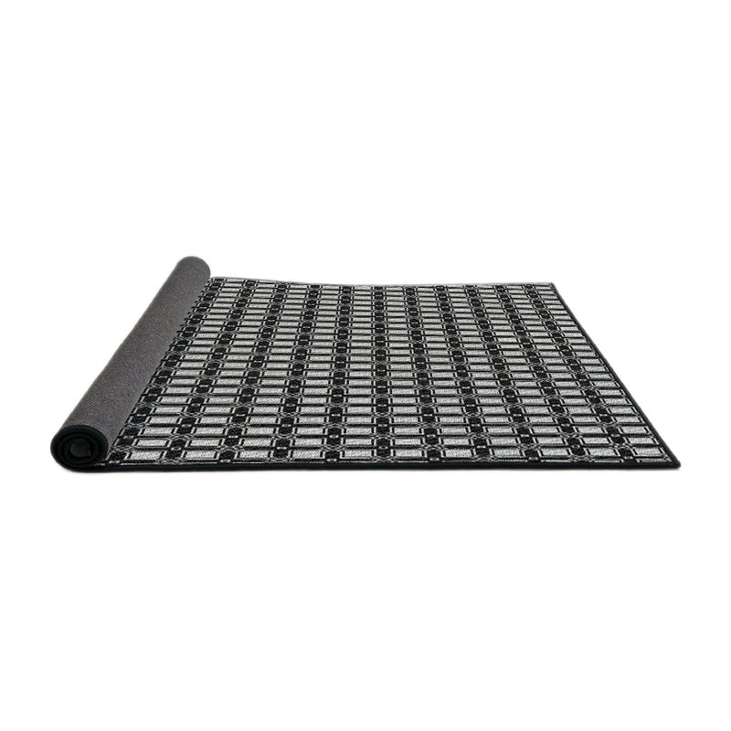 Tapis noir/blanc à motifs, Rond 4 pi