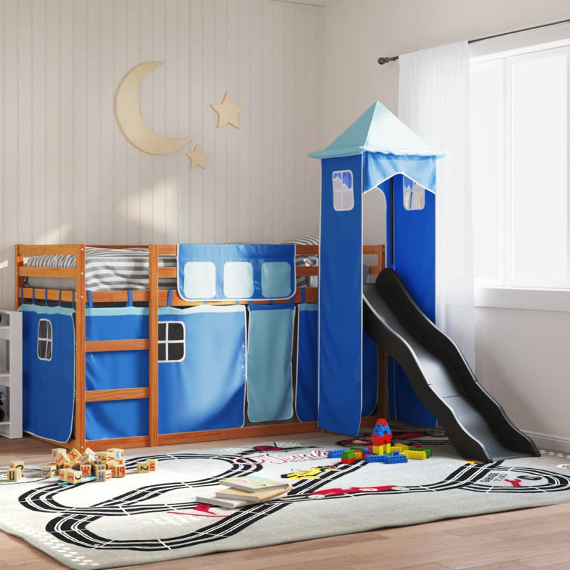 Mayweather Bunk Bed Themed Beds with Trundle Included, Single (90 x 200 cm), Blue, White