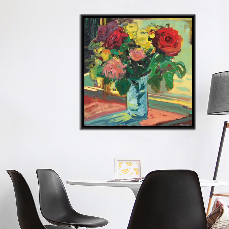 «Window Sill II», reproduction sur toile, H 18 po x l 18 po x P 1,5 po, Toile encadrée noire, Pas de tapis