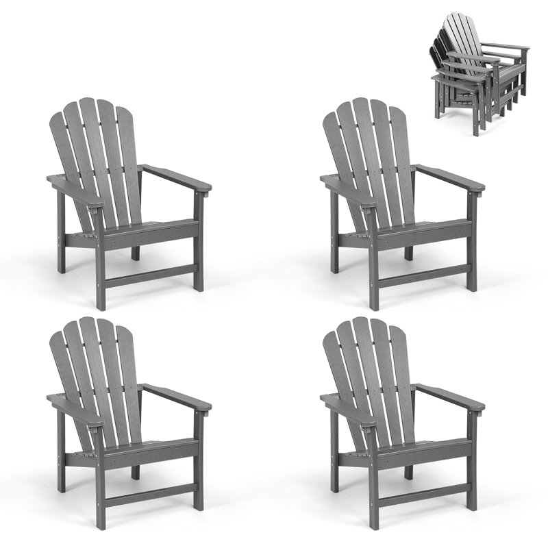 Chaise Adirondack empilable en PEHD Zawadi, Gris, 4