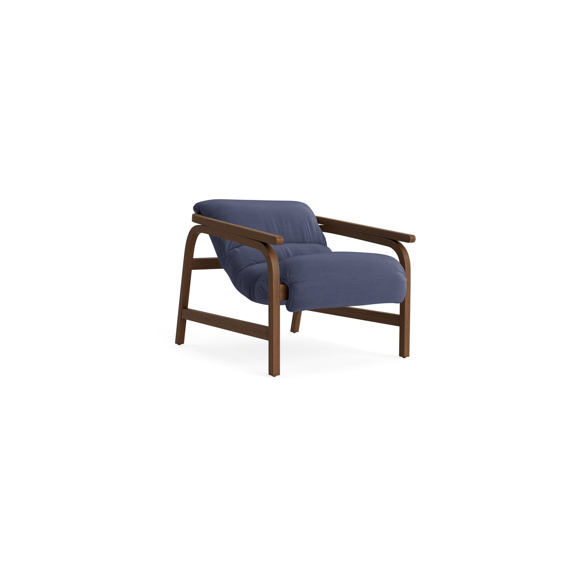 Cellire Chair, Navy Polyester, Walnut/Medium Brown Wood