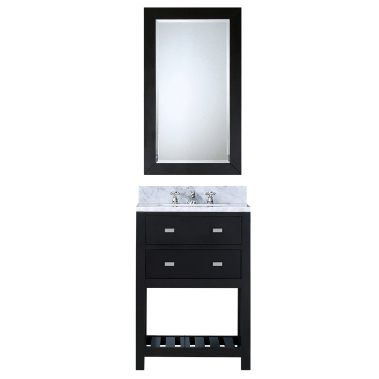 Cronin 24" Carrara White Marble Countertop Bath Vanity with Faucet and Mirror