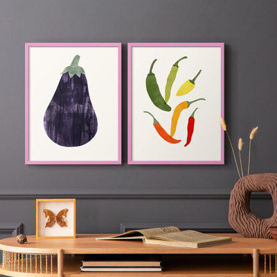 Reproduction encadrée organique de qualité biologique Veg-8 - prêt à accrocher - aucun clou requis - aucun clou requis