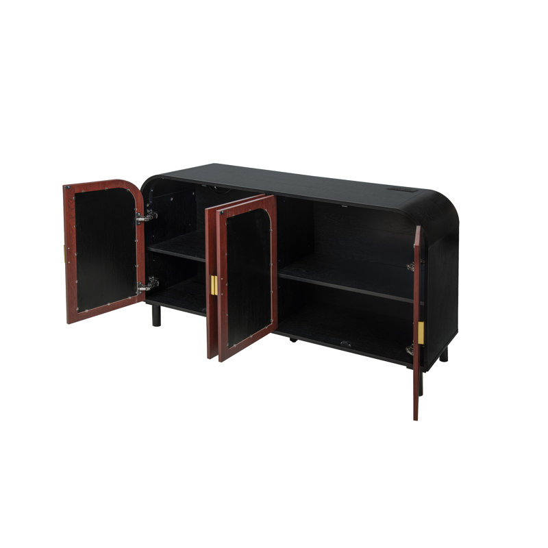 Buffet vintage arqué avec poignée demi-lune dorée