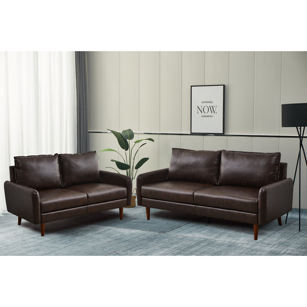 Moncheri 2 Piece Faux Leather Living Room Set George Oliver Leather 