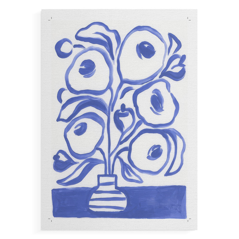 Fleurs bleues au pinceau II - impression sur toile seulement - non encadrée, H 60 po x l 40 po