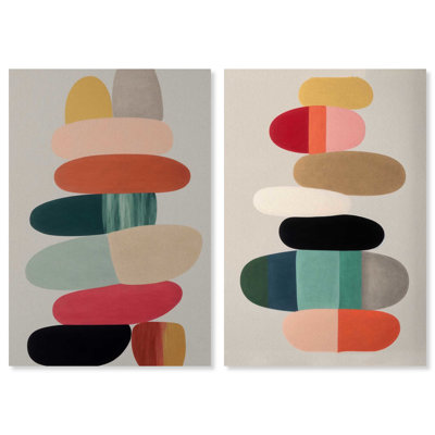 Pebbles - ensemble de 2 impressions sur toile tendue
