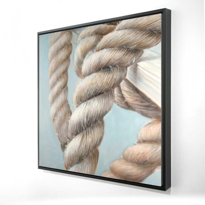 Boat Rope Knot Closeup - Framed Canvas Home Decor Art