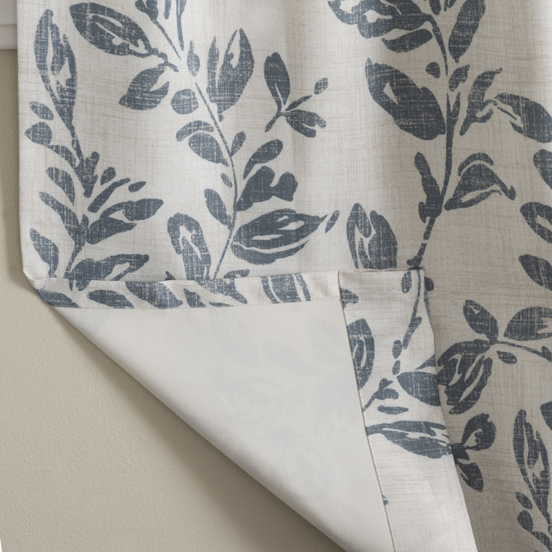 Etheldreda 100% Polyester Room Darkening Climbing Vine Printed Curtain Panel with  Rod Pocket Top and Hidden Back Tabs 