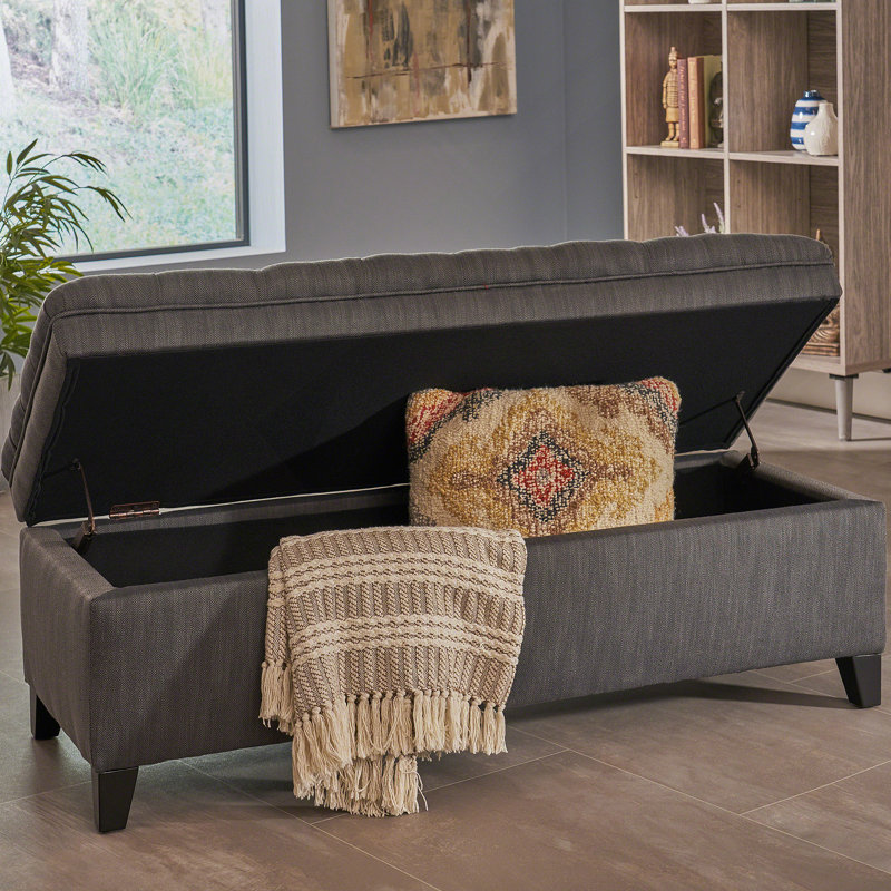 Modern storage ottoman, Faux Leather, Gray