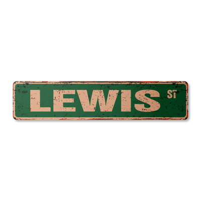 Lewis Street Sign Heavy Duty Plastic 4" X 18"