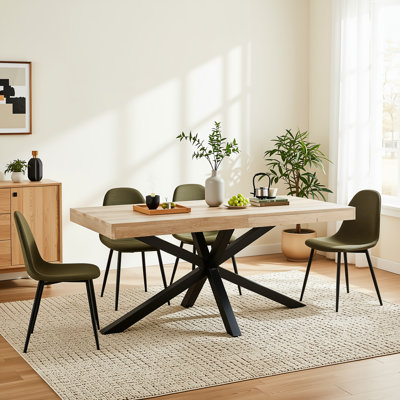 5-Piece Extendable Dining Set with MDF Table and 4 Upholstered Chairs