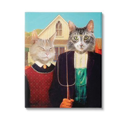Drôle de chat classique, art mural sur toile par Karen Burke