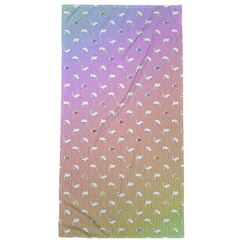 Serviette de bain katelyn elizabeth baleines, Rouge / blanc / vert