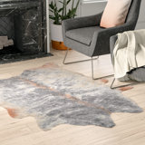 Lilianna Animal Print Machine Made Tufted Faux Cowhide Gray Area Rug