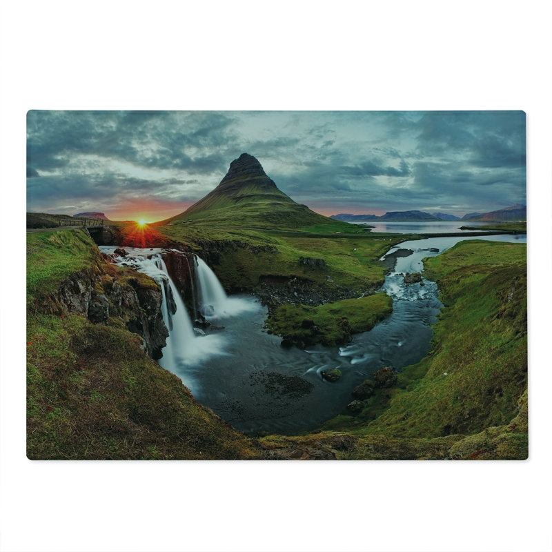 Ambesonne Nature Cutting Board Large Size Cascade Stream Wildlife Multicolor