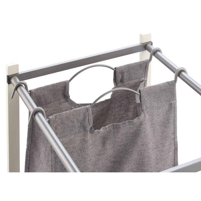 Rolling Laundry Sorter with Handles, White and Grey