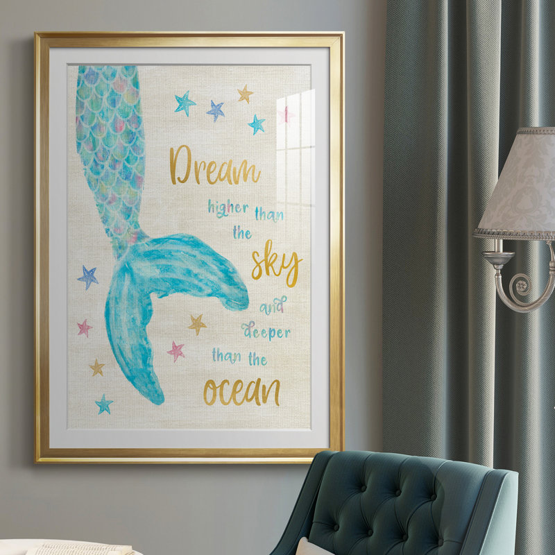 Mermaid Dream - Peinture encadrée, Or, H 26,5 po x l 36,5 po x P 1,5 po