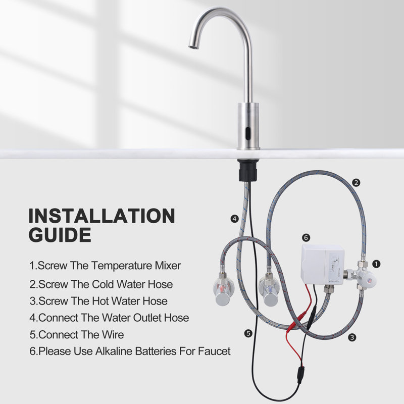 Touchless Single Hole Bathroom Faucet, Brushed Nickel