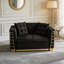 Ensemble de canapé Chesterfield convertible 3 pièces en velours avec fauteuils-135317380