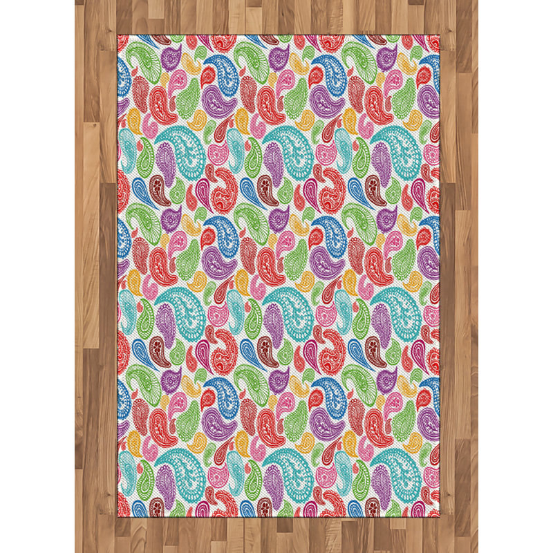 Paisley High Density Long Fiber Poly Threads Decorative Area Rug Carpet, Rectangle 4' x 5'8"