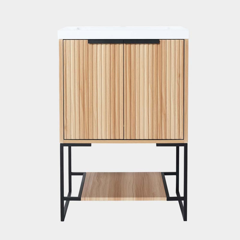 Ensemble de meuble-lavabo simple 18 po, Brun
