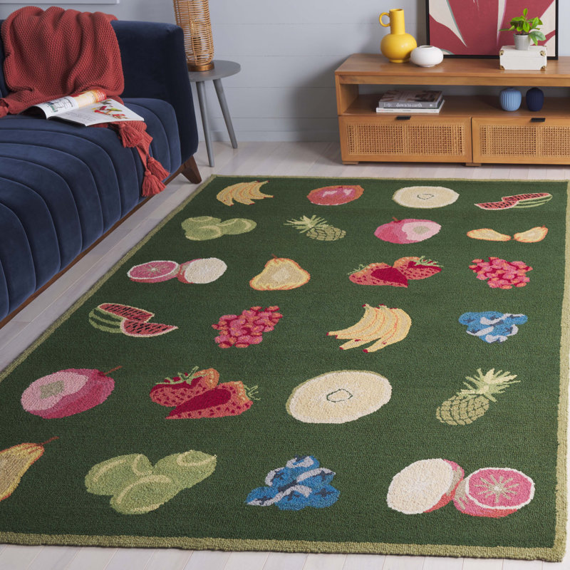 Demitro Hand Hooked Wool Rug, Rectangle 6' x 9'