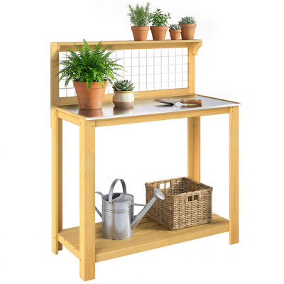 Wood, Metal Potting Bench