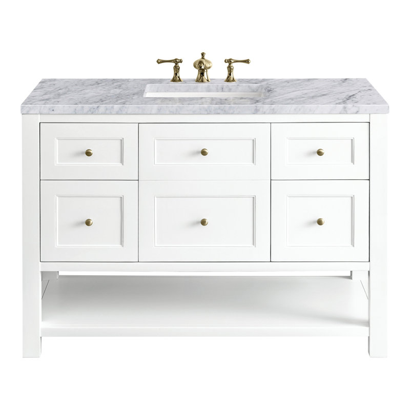 Breckenridge 48'' W Single Vanity, Carrara White, 8" Widespread, Bright White