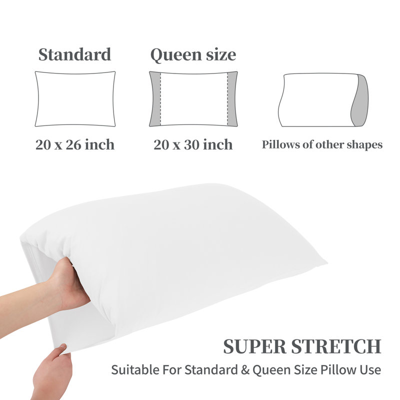 Taies d'oreiller en jersey extensible avec fermeture à enveloppe, Blanc, Taies d'oreiller pour grand lit