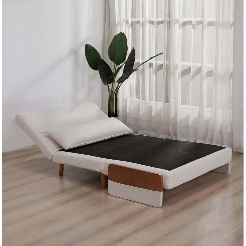 Très grand canapé-lit pliant 3 en 1 - convertible en lit 10 s, dossier réglable à 3 positions, tissu en lin de coton de qualité supérieure, charnières silencieuses, canapé-lit beige peu encombrant pour petit appartement