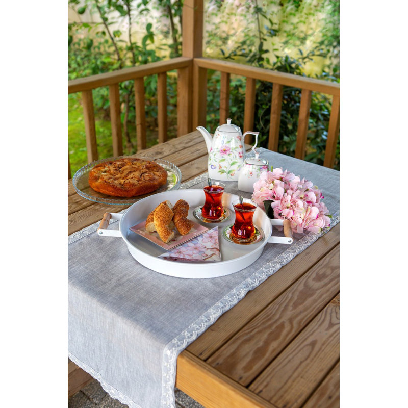 Durable Metal Tray, White, 11.8 x 11.8 x 0.8 inches | 100% Metal Construction, Non-Dishwasher and Non-Microwave Safe | Perfect for Serving, Decor, or Organization | Sleek Design for Modern Home & Kitchen