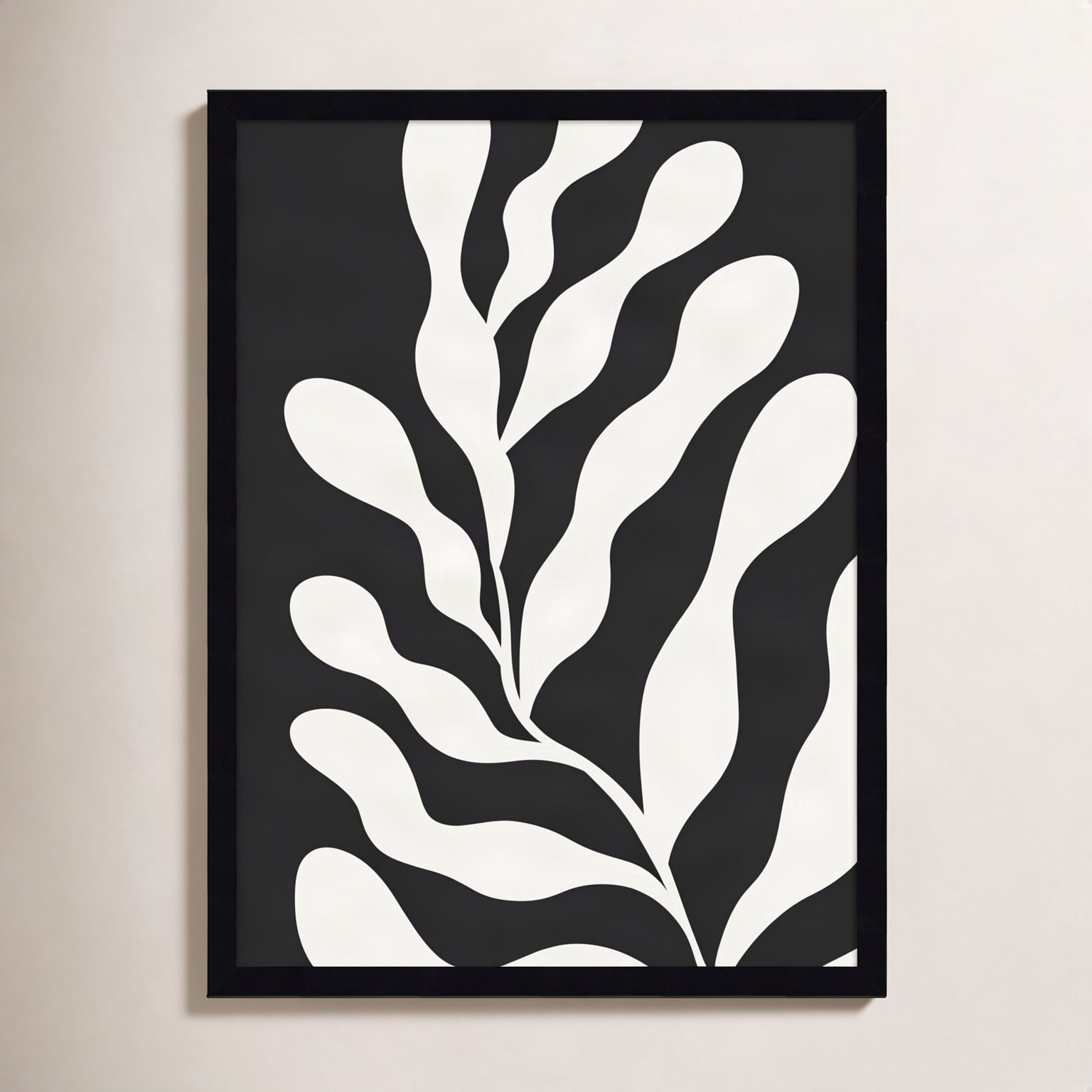 Erminia "Retro Matisse Botanical 3" Print, Black, 25" H x 19" W x 1" D