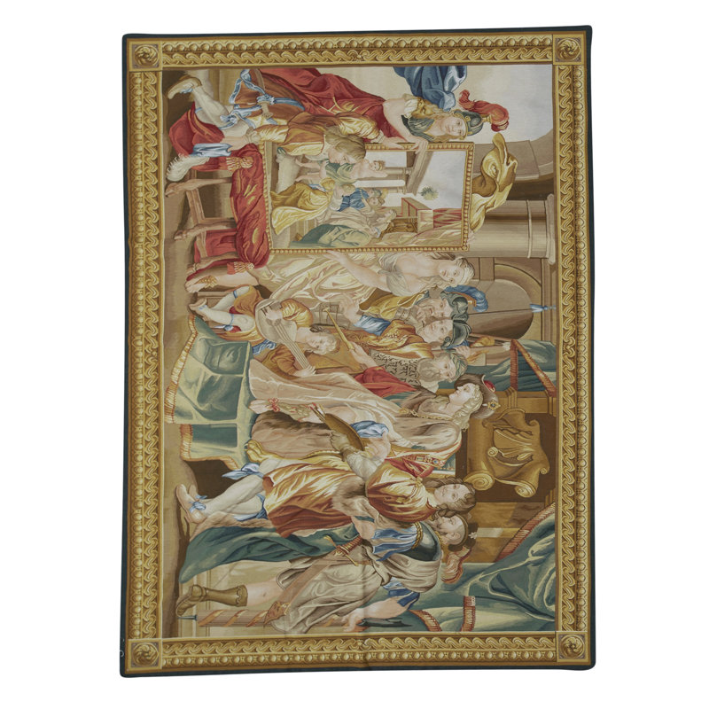 Tapis multicolore et doré noué à la main de haute qualité
