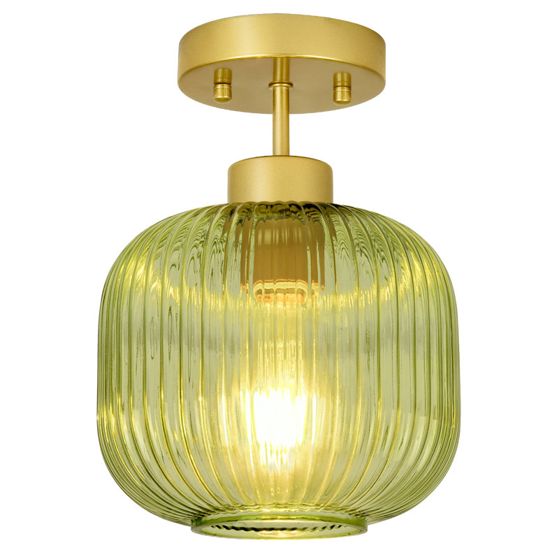 Plafonnier semi-encastré en verre Shelise, Verre vert transparent