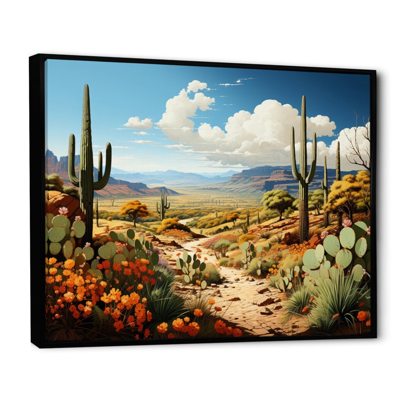 «Green Green Cactus Desert Guardian Organ II», reproduction sur toile, H 30 po x l 40 po x P 1,5 po, Cadre flottant noir
