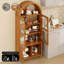 Armoire de rangement pour garde-manger cannelée de 71 pouces de hauteur avec portes coulissantes en verre avec tablettes intérieures réglables pour la cuisine, la salle à manger, la salle de bain et le salon-1539923857