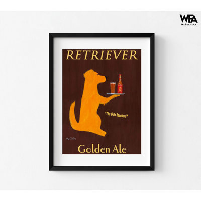 «Golden Ale» par Ken Bailey, décoration murale de bar à bière, art mural de bar pour animaux de compagnie, impression d'affiche de bière Golden Retriever, bureau du propriétaire du bar